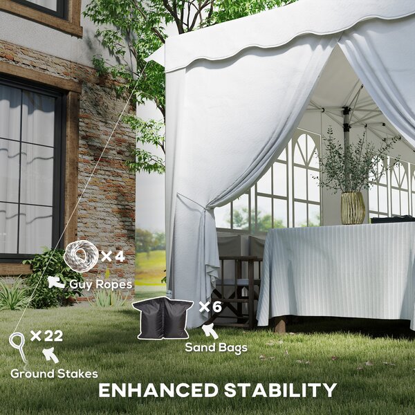 Outsunny 3 x 6m Pop Up Gazebo with Sides, UPF50+ Height Adjustable Party Tent with Carry Bag and Sand Bags for Garden, Patio, White