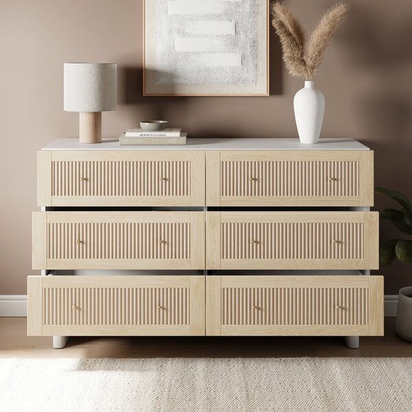 Maeva 6 Drawer Chest, Light Oak Effect