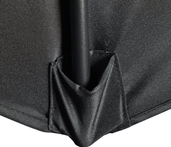 Outsunny 2.7m Balcony Half Parasol 5 Steel Ribs Construction Garden Outdoor Umbrella Black Aosom UK