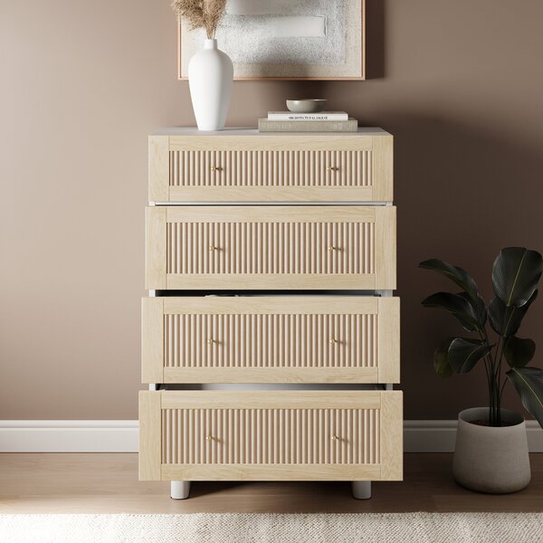 Maeva 4 Drawer Chest, Light Oak Effect