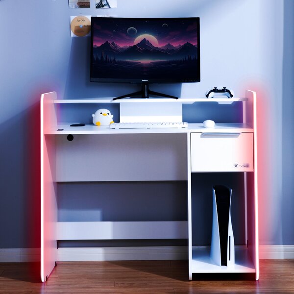 X Rocker Electra Desk with Wirelesss Charging and LED Lights