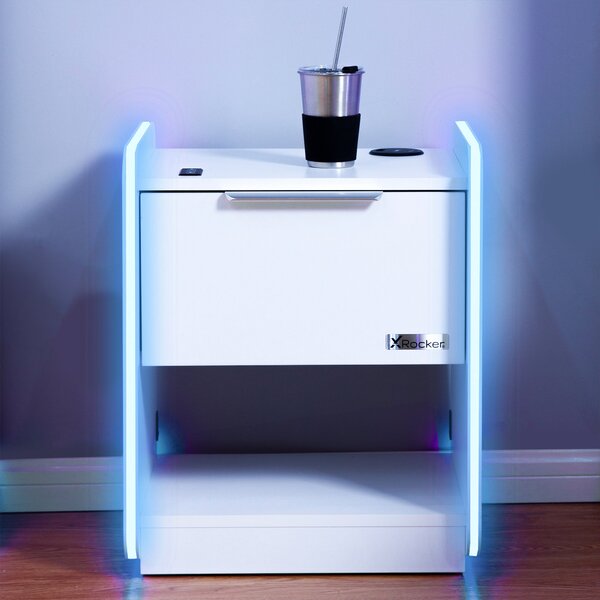 X Rocker Electra Bedside Table with Wireless Charging and LED Lights