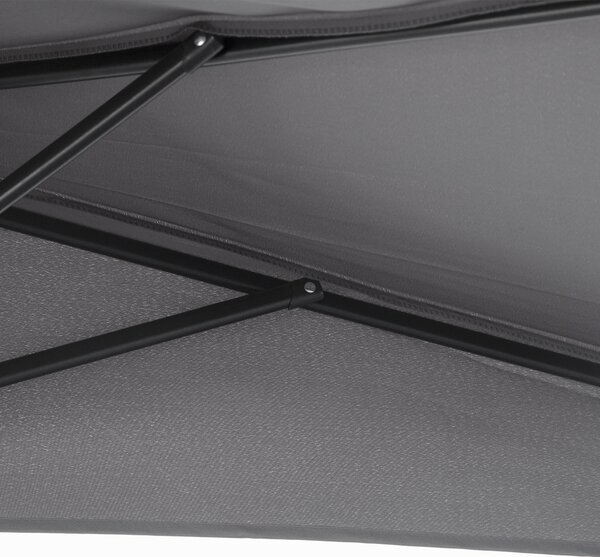 Outsunny Half Round Umbrella Parasol 3m: Grey Polyester with Aluminum Frame, Space-Saving Design