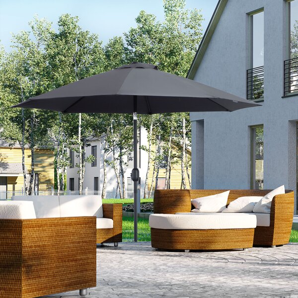 Outsunny Garden Parasol, 2.7M Patio Sun Umbrella, Tilt Shade Shelter Canopy with Aluminium Frame, Charcoal Grey Aosom UK