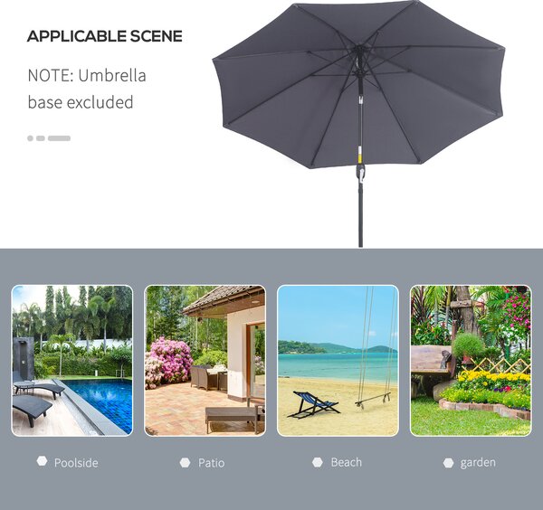Outsunny Garden Parasol, 2.7M Patio Sun Umbrella, Tilt Shade Shelter Canopy with Aluminium Frame, Charcoal Grey Aosom UK