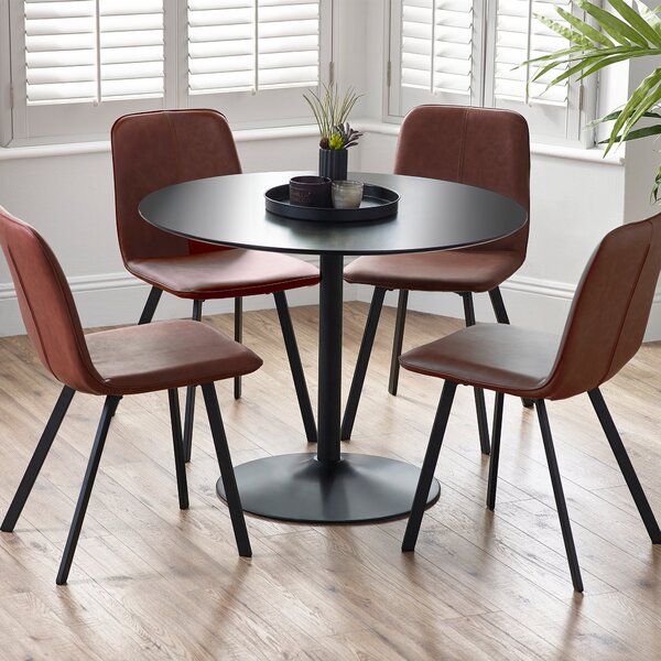 Nero 4 Seater Round Dining Table, 100cm