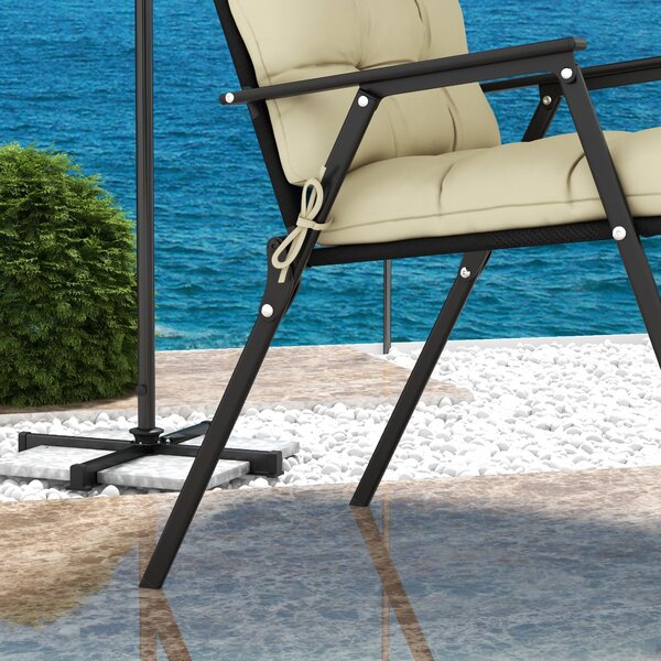 Outsunny Cushion Refresh: Beige Seat & Backrest Set for Patio Chair Comfort Aosom UK
