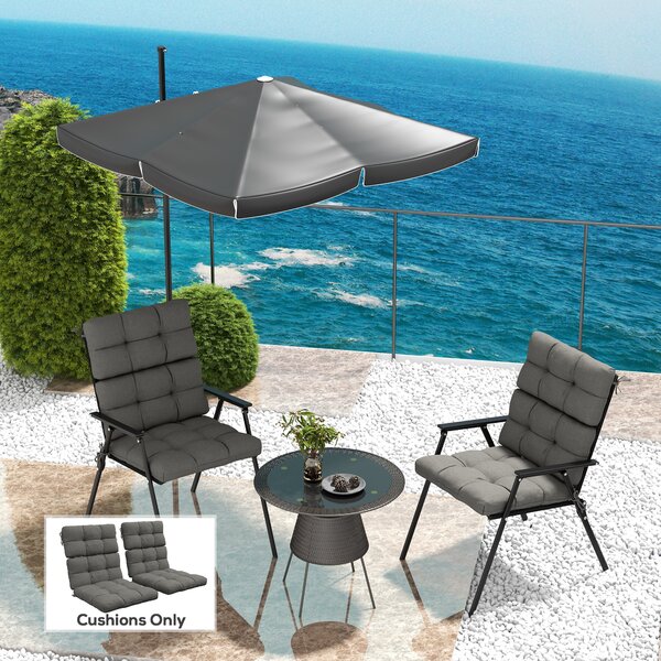 Outsunny Chair Cushion Set: Backrest & Seat Pads with Ties, Charcoal Grey Aosom UK