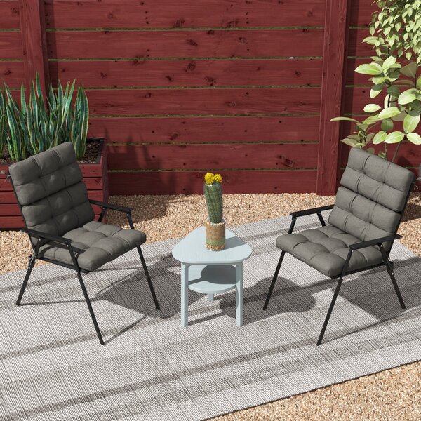 Outsunny Chair Cushion Set: Backrest & Seat Pads with Ties, Charcoal Grey Aosom UK