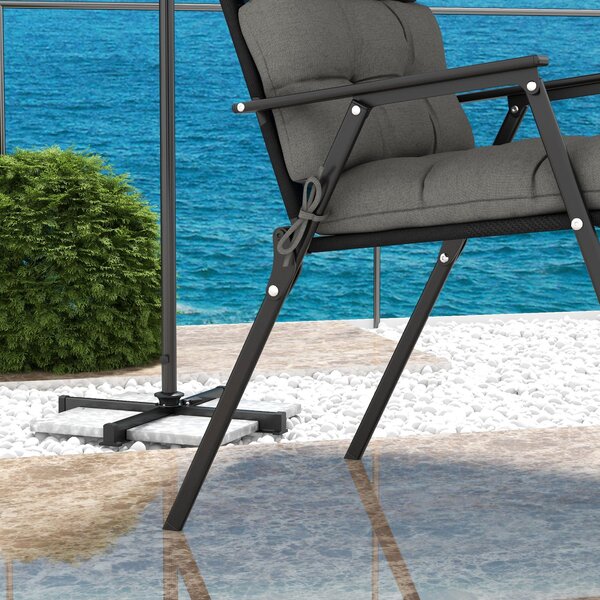 Outsunny Chair Cushion Set: Backrest & Seat Pads with Ties, Charcoal Grey Aosom UK