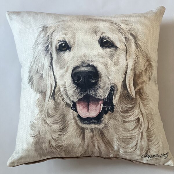 Christine Varley Golden Retriever Square Cushion