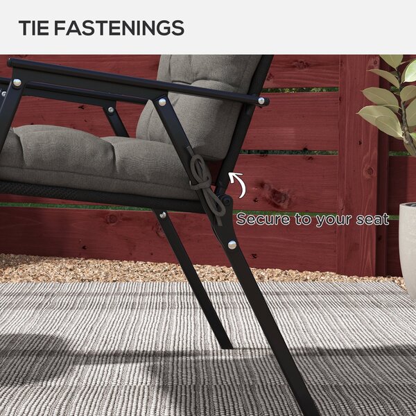Outsunny Chair Cushion Set: Backrest & Seat Pads with Ties, Charcoal Grey Aosom UK