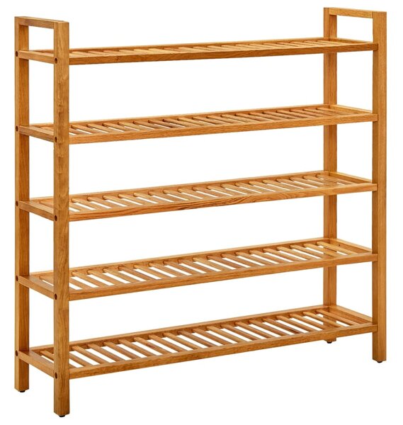 Shoe Rack with 5 Shelves 100x27x100 cm Solid Oak Wood