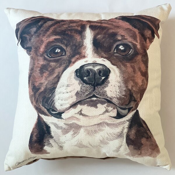 Christine Varley Staffordshire Bull Terrier Square Cushion