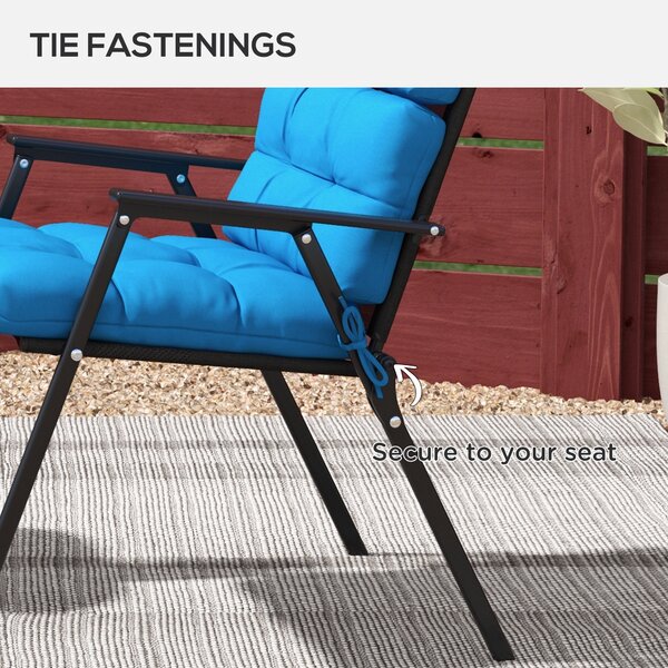 Outsunny Garden Seating Comfort: Plush Turquoise Cushions with Backrest Ties for Patio Bliss Aosom UK