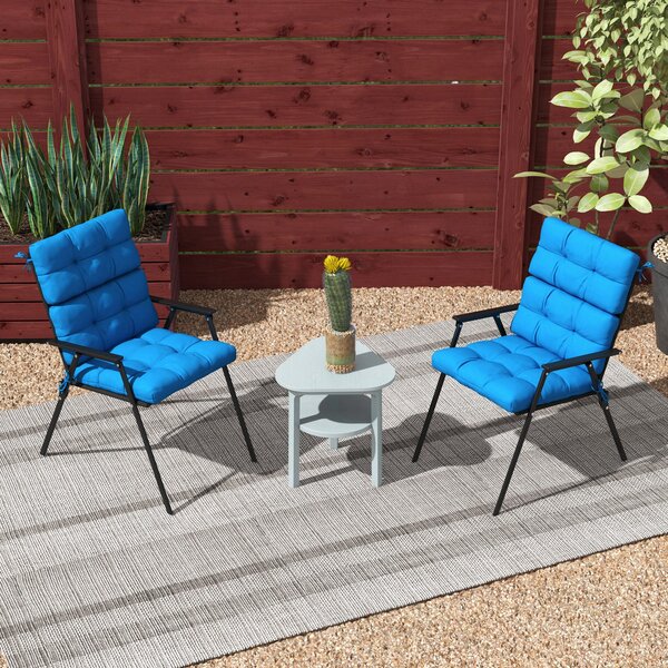 Outsunny Garden Seating Comfort: Plush Turquoise Cushions with Backrest Ties for Patio Bliss Aosom UK