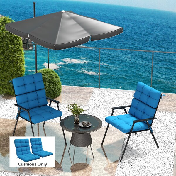 Outsunny Garden Seating Comfort: Plush Turquoise Cushions with Backrest Ties for Patio Bliss Aosom UK