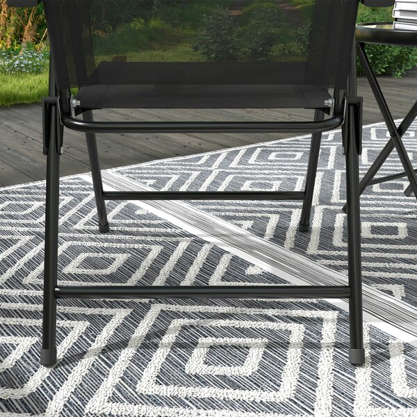Outsunny Three-Piece Garden Seat Set, with Glass-Top Table - Black