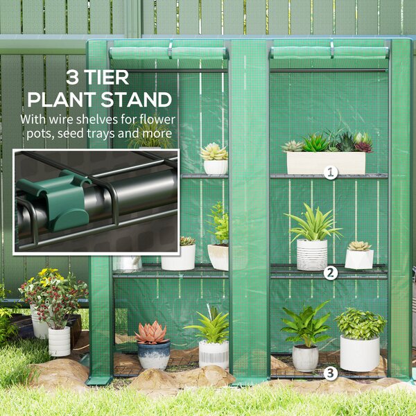 Outsunny Three-Tier Mini Greenhouse - Green