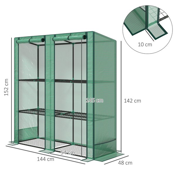Outsunny Three-Tier Mini Greenhouse - Green