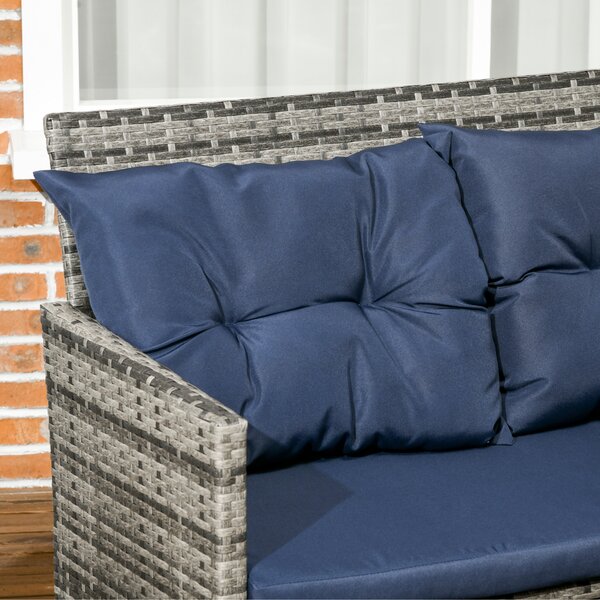 Outsunny 8-Seater Patio Furniture Set, Rattan Sofa Set with Cushioned Chairs and Glass Table Aosom UK