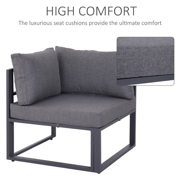 Outsunny 6Pcs Outdoor Sectional Sofa Set Conversation Aluminum Frame w/ Cushion