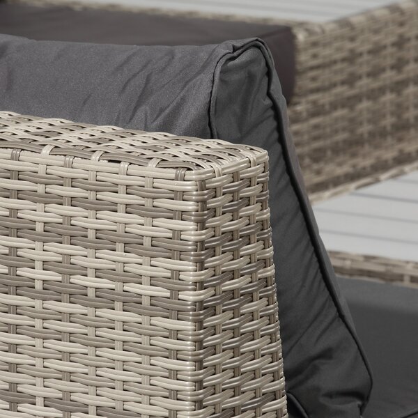 Outsunny 5-Seater Rattan Garden Furniture Outdoor Sectional Corner Sofa and Coffee Table Set Conservatory Wicker Weave w/ Armrest Cushions, Light Grey Aosom UK