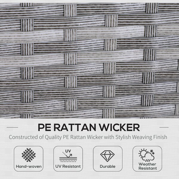 Outsunny 6-Seater Garden Outdoor Patio Rattan Corner Dining Set Wicker Sofa, Foot Stool, Dining Table with White Cushions, Mixed Grey Aosom UK