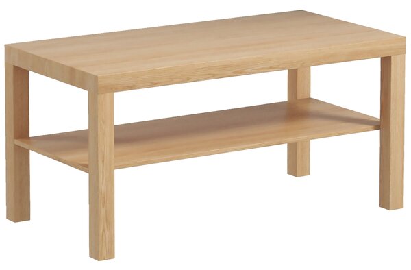 HOMCOM 2-Tier Coffee Table with Storage Shelf, Rectangular Centre Table for Living Room, Home Office, Natural Wood Finish