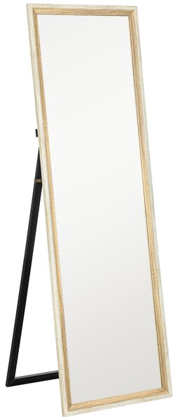 HOMCOM 162.6 cm Two-Tone Full Length Mirror - White/Oak-Tone
