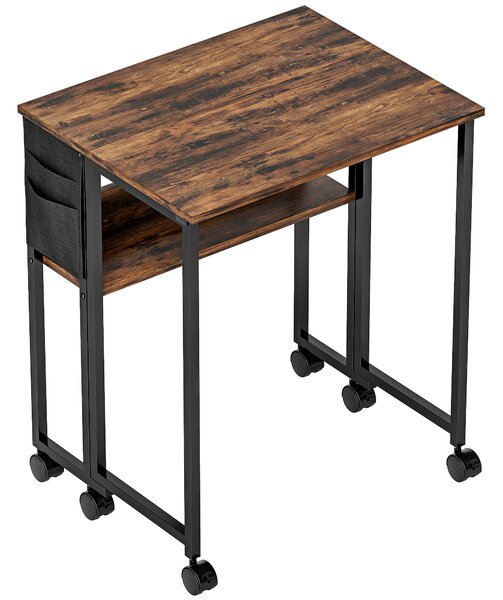 HOMCOM 63 cm Drop Leaf Writing Work Desk - Rustic Brown