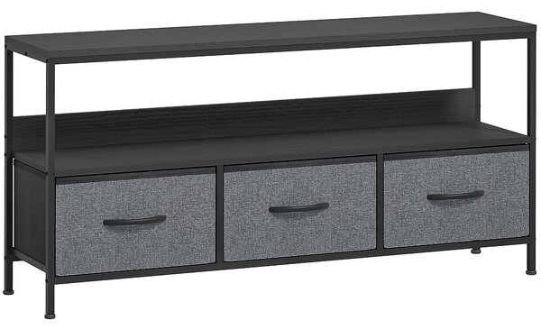 HOMCOM TV Stand Cabinet with 3 Foldable Drawers - Black