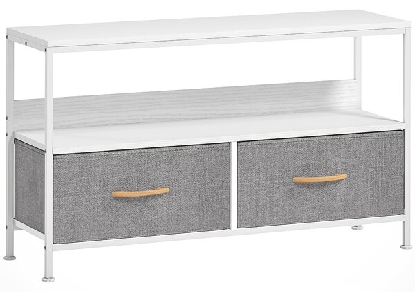 HOMCOM TV Stand Cabinet with 2 Foldable Drawers - White