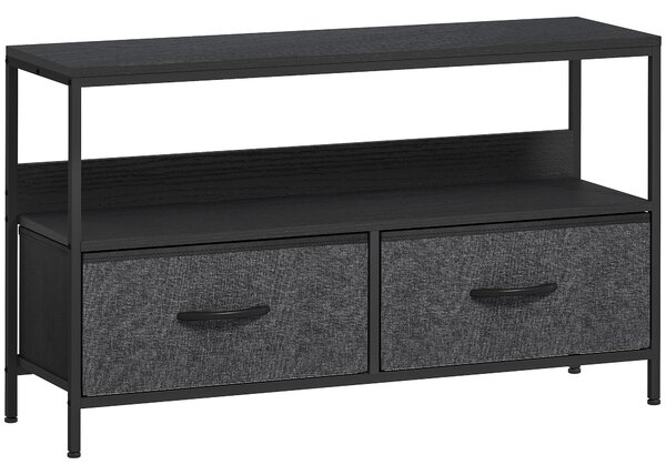 HOMCOM TV Stand Cabinet with 2 Foldable Drawers - Black