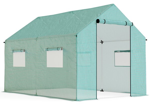 Outsunny Polyethylene Walk-in Polytunnel Greenhouse, 2 x 3(m), Green Aosom UK