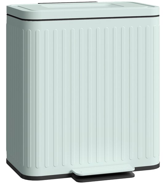 HOMCOM 40L Dual Compartment Rubbish Bin, with Soft-Close Lid - Green