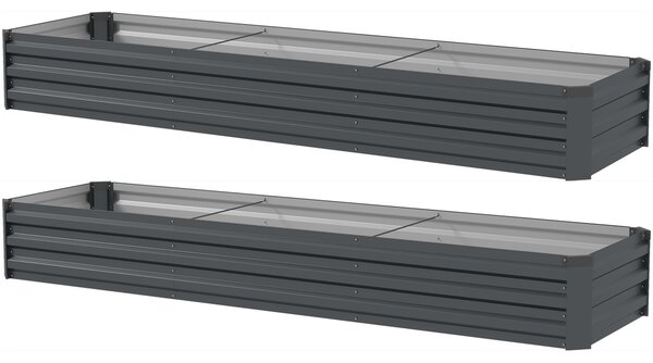 Outsunny 60 x 240cm Galvanised Steel Planter, with Open Bottom, Pack of 2