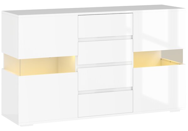 HOMCOM LED Light Sideboard - High Gloss White