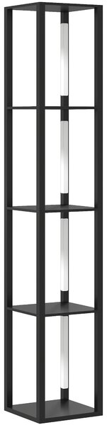 HOMCOM Floor Lamp with Shelves, 4 Layer Dimmable Column Modern Standing Lamp with 3 Brightness Levels and Foot Switch for Living Room, Bedroom, Office, Black