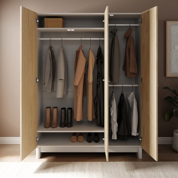 Maeva Triple Wardrobe, Light Oak Effect