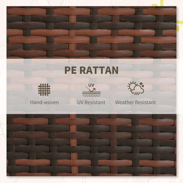 Outsunny 3 Pieces Rattan Bistro Set Balcony Furniture with Cushions, Storage Function - Mixed-Brown