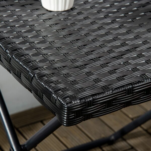 Outsunny Rattan Folding Table: Compact Square PE Wicker Design, Durable Outdoor Furniture, Ebony Aosom UK