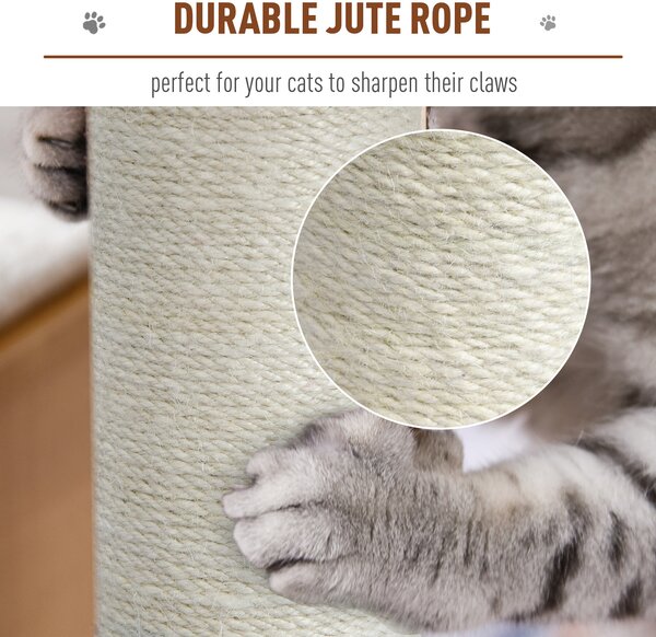 PawHut Multi-Level Cat Tree Tower Activity Center Climbing Stand Kitten House Furniture with Scratching Posts Condo Perch Plush Cushion Grey