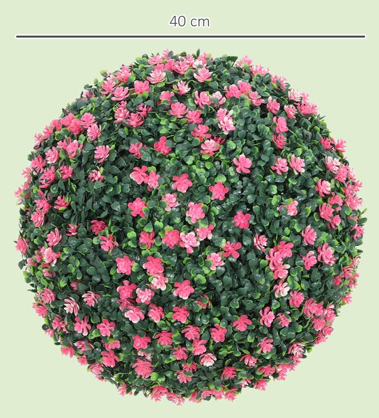 HOMCOM Set of Two Artificial Boxwood Balls Plants - Pink