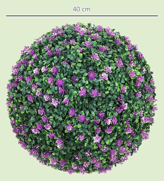 HOMCOM Set of Two Artificial Boxwood Balls Plants - Purple