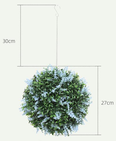 HOMCOM Set of 2 Artificial Plant Topiary Balls, UV-protected Fake Decorative Plants, Blue