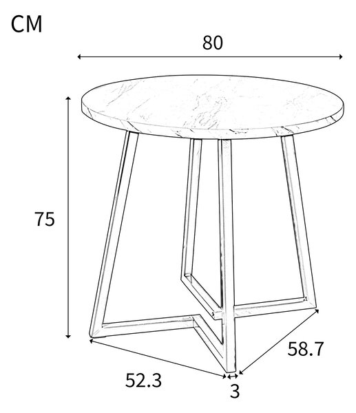 Modern Round Dining Table with Marble Pattern and Gold Metal Frame, Multi-Purpose Design for Apartments, 80L x 80W x 75H cm, Gold+White Aosom.UK