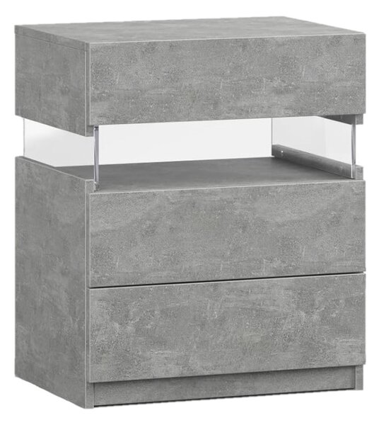 Modern Bedside Cabinet with Remote-Controlled RGB Light, 3 Slide Drawers, LED Nightstand with Acrylic Board, 50L x 37.5W x 60H cm, Gray Aosom.UK