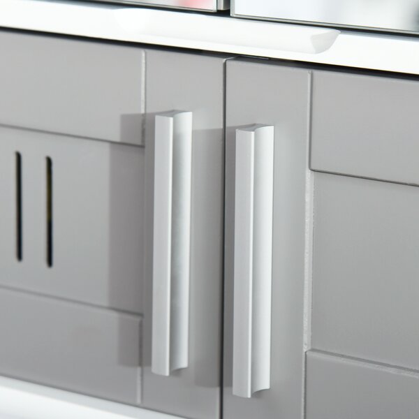 Kleankin Wall-Mounted Bathroom Cabinet: Double Door Storage with Adjustable Shelf, Space-Saving Grey Organiser Aosom UK