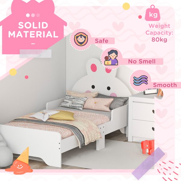 ZONEKIZ Kids Bedroom Furniture Set, Wooden with Dressing Table, Stool, Bed, Bunny-Design, for 3-6 Years Aosom UK